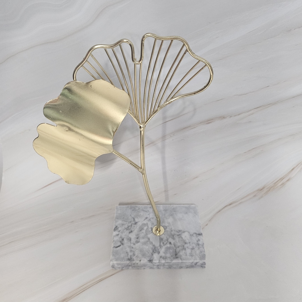 Gold Leaf Metal Sculpture on Marble Base